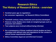 Research Ethics The History of Research Ethics - overview