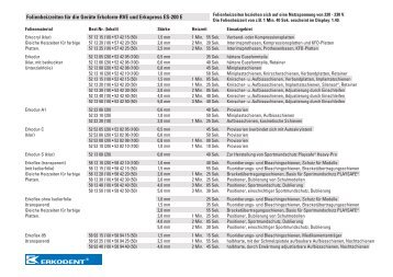 Folienheizzeiten für die Geräte Erkoform-RVE und ... - Erkodent