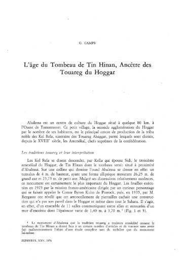 L'âge du Tombeau de Tin Hinan, Ancêtre des Touareg du ... - Gredos