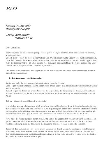 Matthäus 6,7-13 - Brüdergemeinde Korntal