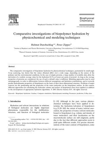 Comparative investigations of biopolymer hydration by ...