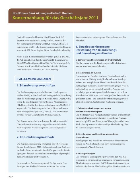 Geschäftsbericht 2011 - NordFinanz Bank AG