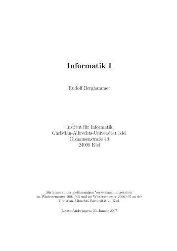 Informatik I - Institut für Informatik - Christian-Albrechts-Universität zu ...