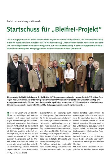 Startschuss für „Bleifrei-Projekt“