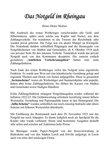 Das Notgeld im Rheingau - Briefmarkenfreunde-rheingau.de