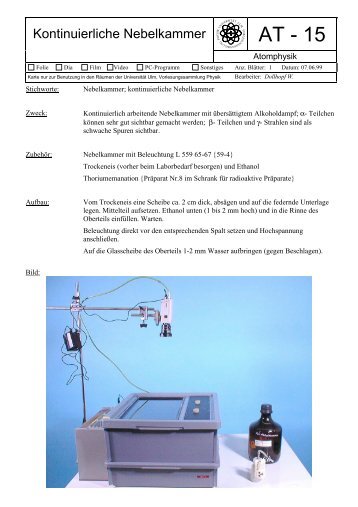 Kontinuierliche Nebelkammer - Vorlesungssammlung Physik der ...