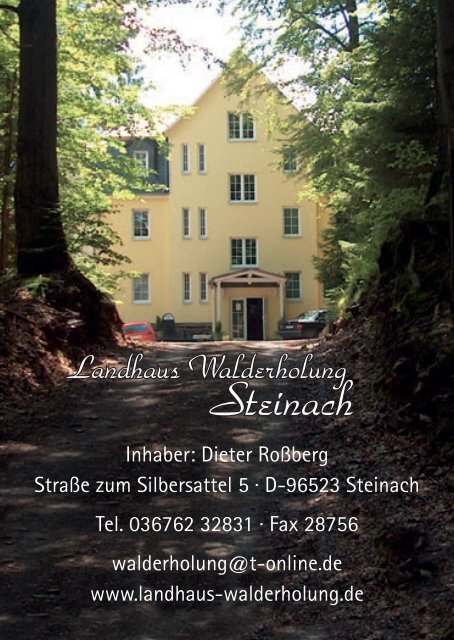 Landhaus "Walderholung", Steinach - Flyer - Thüringen