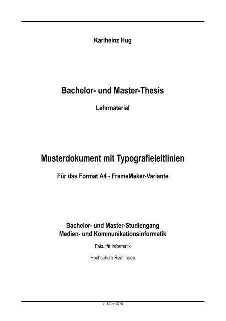 Musterdokument mit Typografieleitlinien - Karlheinz Hug