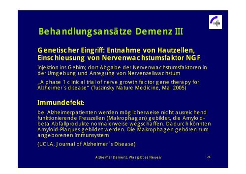 Alzheimer Demenz - Was gibt es Neues? - Praxis Dr.med. Briesenick