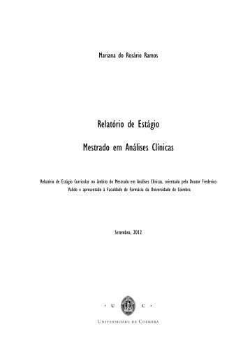 Relatório de Estágio Mestrado em Análises Clínicas - Estudo Geral ...