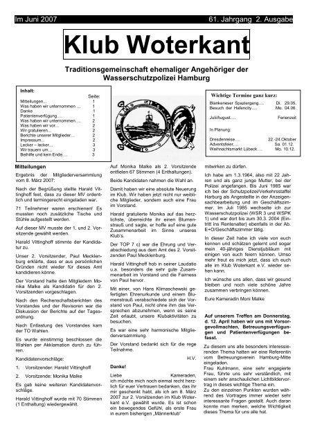 Klubzeitung Juni 2007 - Klub Woterkant