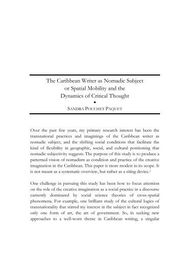 The Caribbean Writer as Nomadic Subject or Spatial Mobility and ...