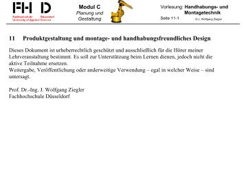 Modul C - und Montagetechnik - Fachhochschule Düsseldorf