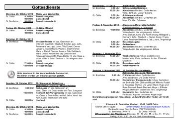 Gottesdienste - Kirchengemeinde St. Bonifatius Fulda-Horas