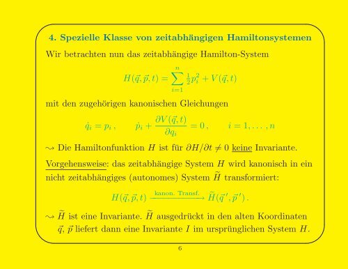 Invarianten für zeitabhängige Hamilton-Systeme