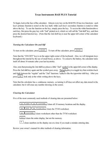 Texas Instruments BAII PLUS Tutorial