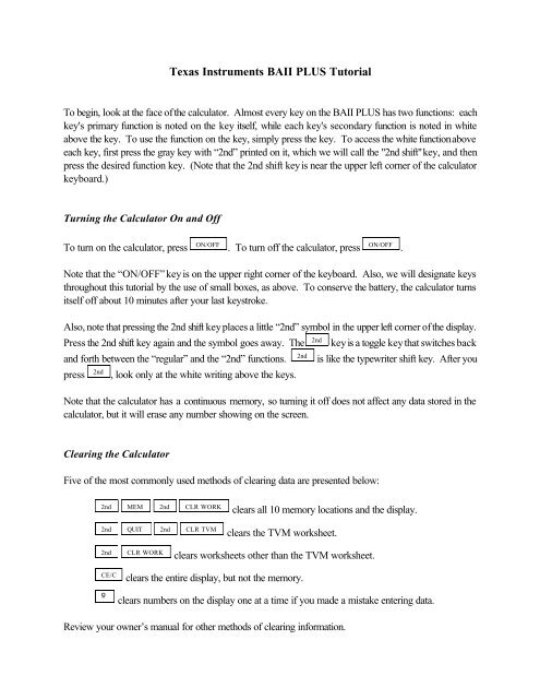 Texas Instruments BAII PLUS Tutorial