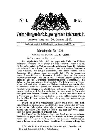 Verhandlungen der 11 geologischen Reichsanstalt.