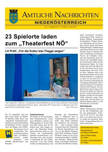 23 Spielorte laden zum „Theaterfest NÖ“ - Das Land Niederösterreich