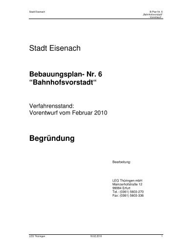 Bebauungsplan- Nr. 6 - Eisenach