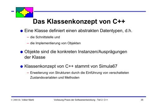 Das Klassenkonzept von C++ - MISTRAL, TU-Muenchen