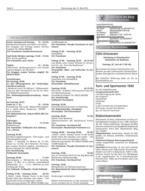 Amtsblatt - Verbandsgemeinde Freinsheim