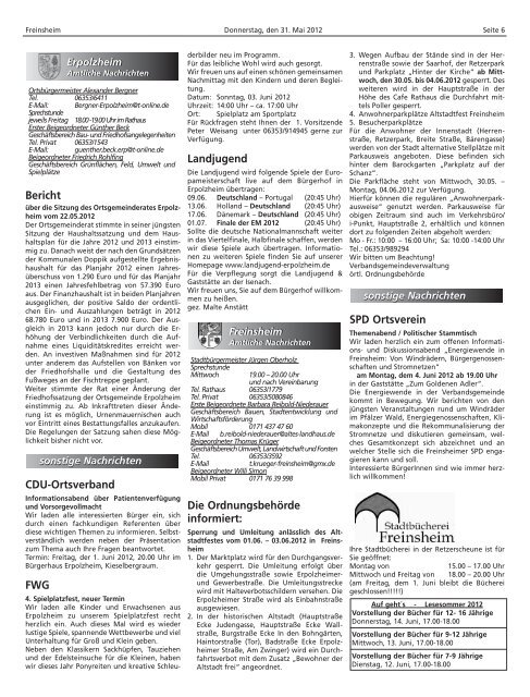 Amtsblatt - Verbandsgemeinde Freinsheim