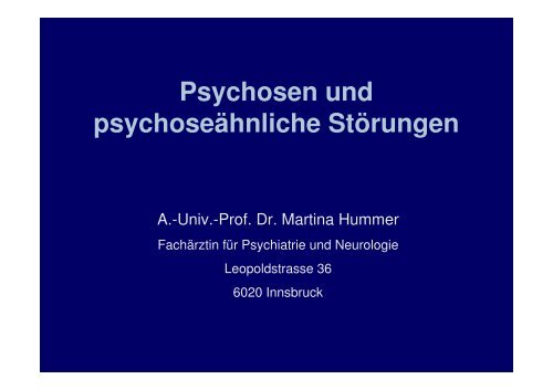 Psychosen und psychoseähnliche Störungen - Burgenland.at