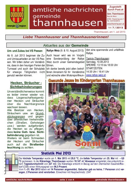 Akt. Gemeinde nachrichten - Gemeinde Thannhausen