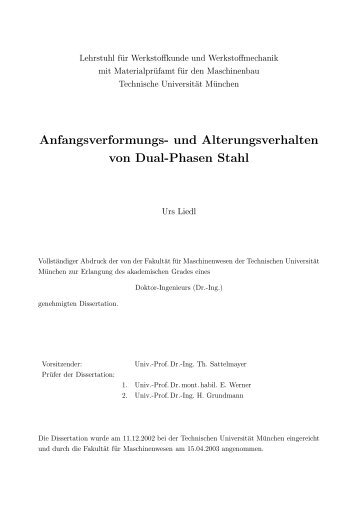 Anfangsverformungs- und Alterungsverhalten von Dual-Phasen Stahl