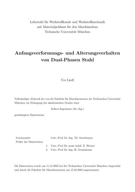 Anfangsverformungs- und Alterungsverhalten von Dual-Phasen Stahl