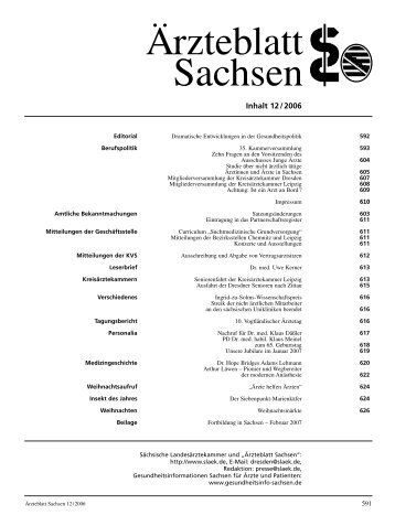 Ärzteblatt Sachsen 12/2006 - Sächsische Landesärztekammer