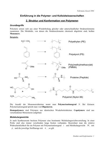 Einführung in die Polymer- und Kolloidwissenschaften 2 ... - of /chemie