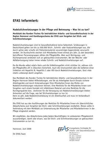 EFAS informiert "Umgang mit Nadelstichverletzungen"