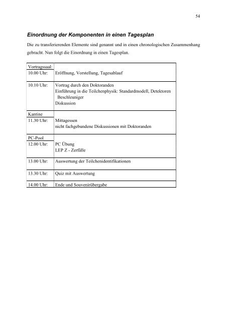 Aufbereitung der CERN - Masterclass für die Durchführung an ...