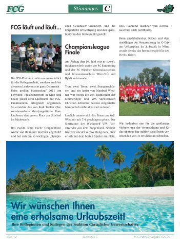 Wir wünschen Ihnen eine erholsame Urlaubszeit! - FCG Post