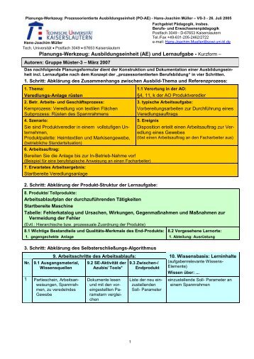 Planungs-Werkzeug: Ausbildungseinheit (AE) und ... - ViBiNeT