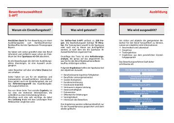 Flyer Einstellungstest - Sparkasse Hochfranken