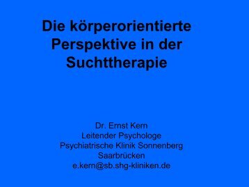 Die körperorientierte Perspektive in der Suchttherapie