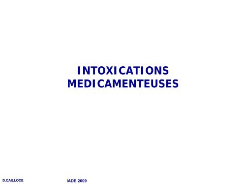 Intoxications médicamenteuses - docsamu
