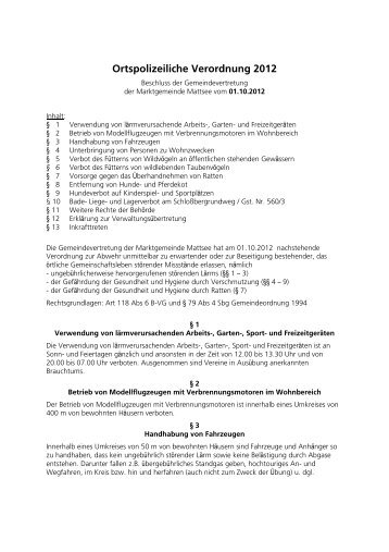 Ortspolizeiliche Verordnung 2012 (47 KB) - .PDF - Mattsee