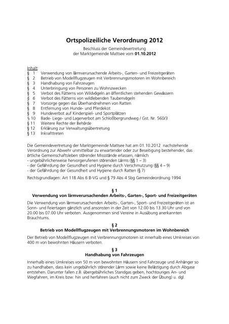 Ortspolizeiliche Verordnung 2012 (47 KB) - .PDF - Mattsee