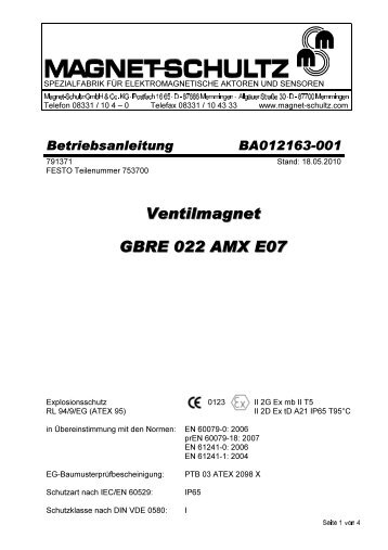 Ventilmagnet GBRE 022 AMX E07 - Festo