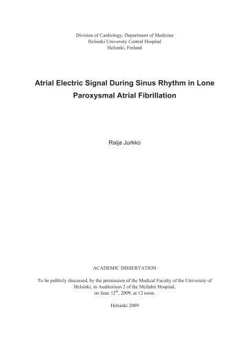 Atrial Electric Signal During Sinus Rhythm in Lone ... - Helda