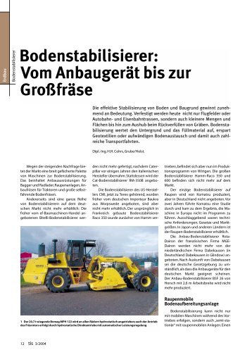 Bodenstabilisierer: Vom Anbaugerät bis zur Großfräse - Bauverlag