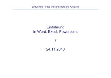 Einführung in Word, Excel, Powerpoint 7 24.11.2010 - Formen ...