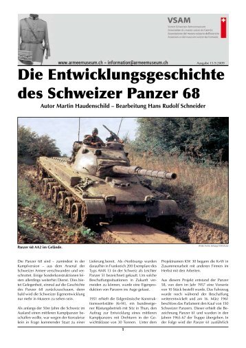 Die Entwicklungsgeschichte des Schweizer Panzer 68 - Verein ...
