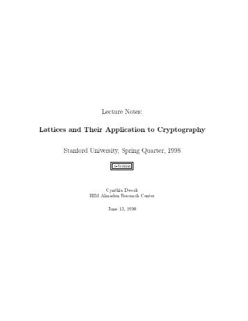 Lattices and Their Application to Cryptography.pdf - BeKnowledge