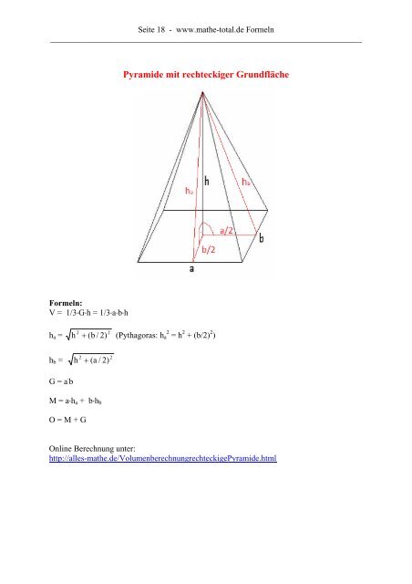 Formeln für Flächen und Körper - Mathe-total.de