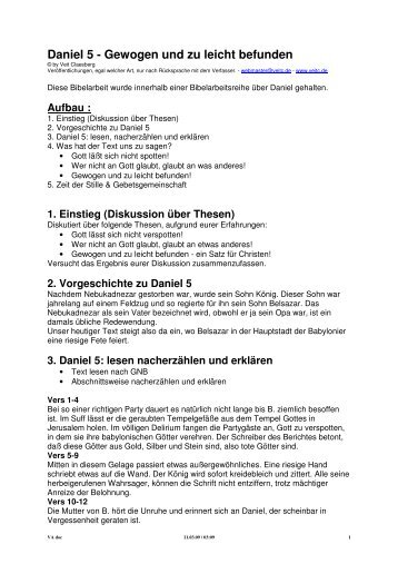 Bibelarbeit - Dan. 5 - Veitc.de